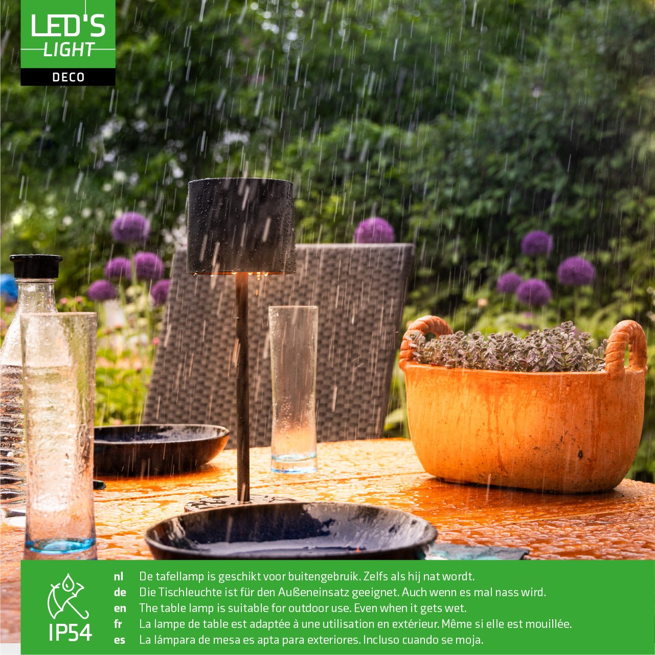 LED's Light Tafellamp op accu - oplaadbaar en draadloos - voor binnen en buiten - 3 kleuren licht - Zwart