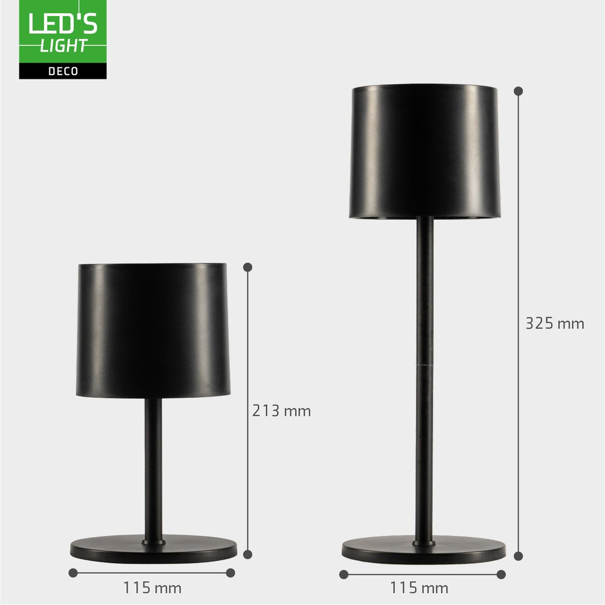 LED's Light Tafellamp op accu - oplaadbaar en draadloos - voor binnen en buiten - 3 kleuren licht - Zwart