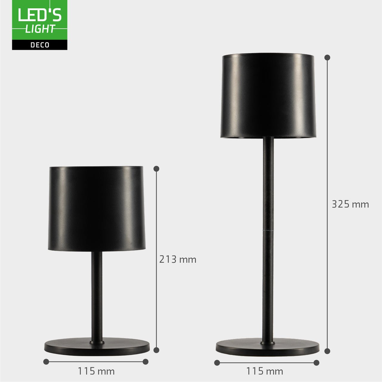 LED's Light Tafellamp op accu - oplaadbaar en draadloos - voor binnen en buiten - 3 kleuren licht - Zwart