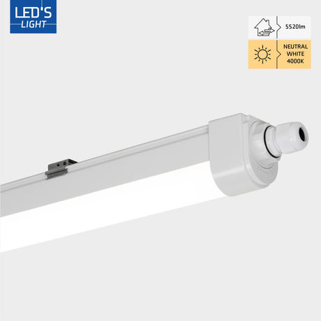 4 Pack - LED Light TL fixture with Strip - Connectable - 46W 150cm 5520lm 4000K