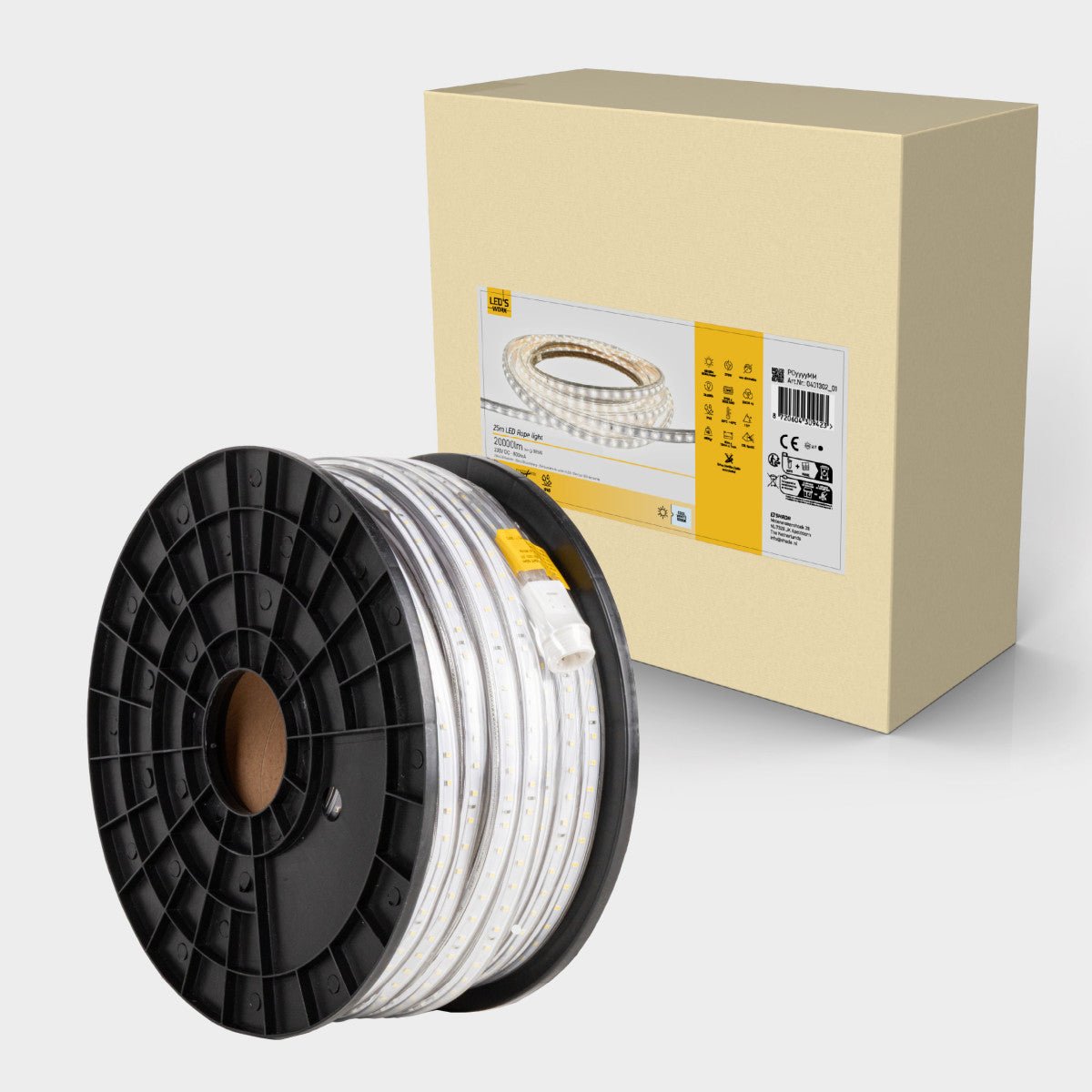 LED's Work LED's Lichterkette LED Rope 25 Meter Baubeleuchtung - Ausziehbar bis 100 Meter - 20.000 lm