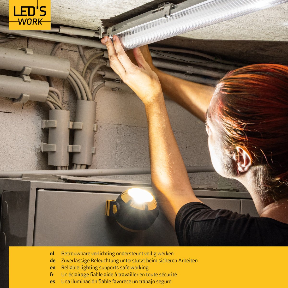 Accu Werklamp 800 Lumen - 10W - Koelwit 4000K - Dimbaar - IP54 - USB-C Oplaadbaar