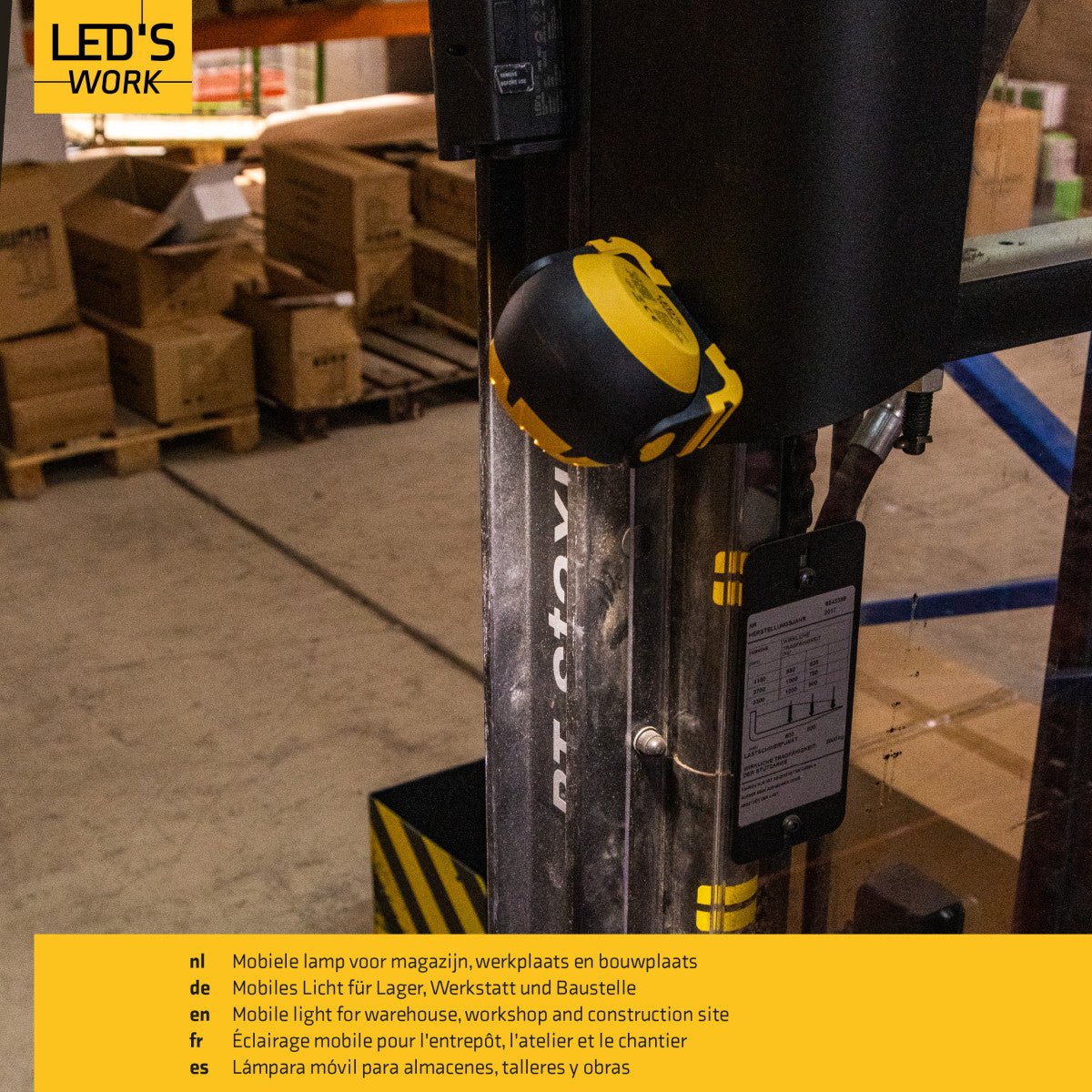 Accu Werklamp 800 Lumen - 10W - Koelwit 4000K - Dimbaar - IP54 - USB-C Oplaadbaar