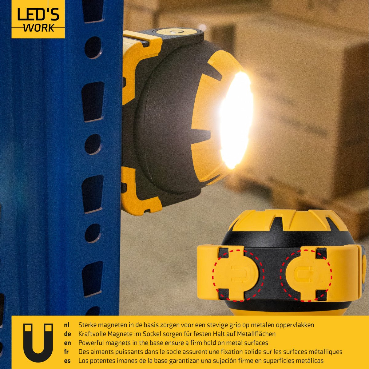 Accu Werklamp 800 Lumen - 10W - Koelwit 4000K - Dimbaar - IP54 - USB-C Oplaadbaar