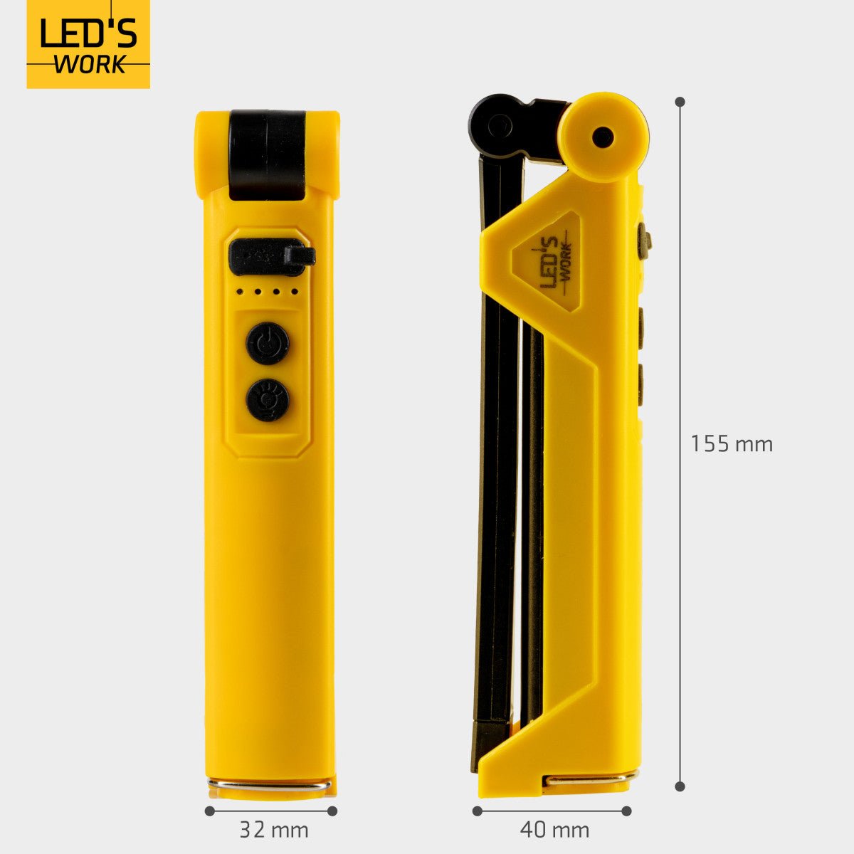 Rechargeable LED Work Lamp 600 lumens - 5W - Daylight White 6500K - Dimmable 2 settings - USB-C