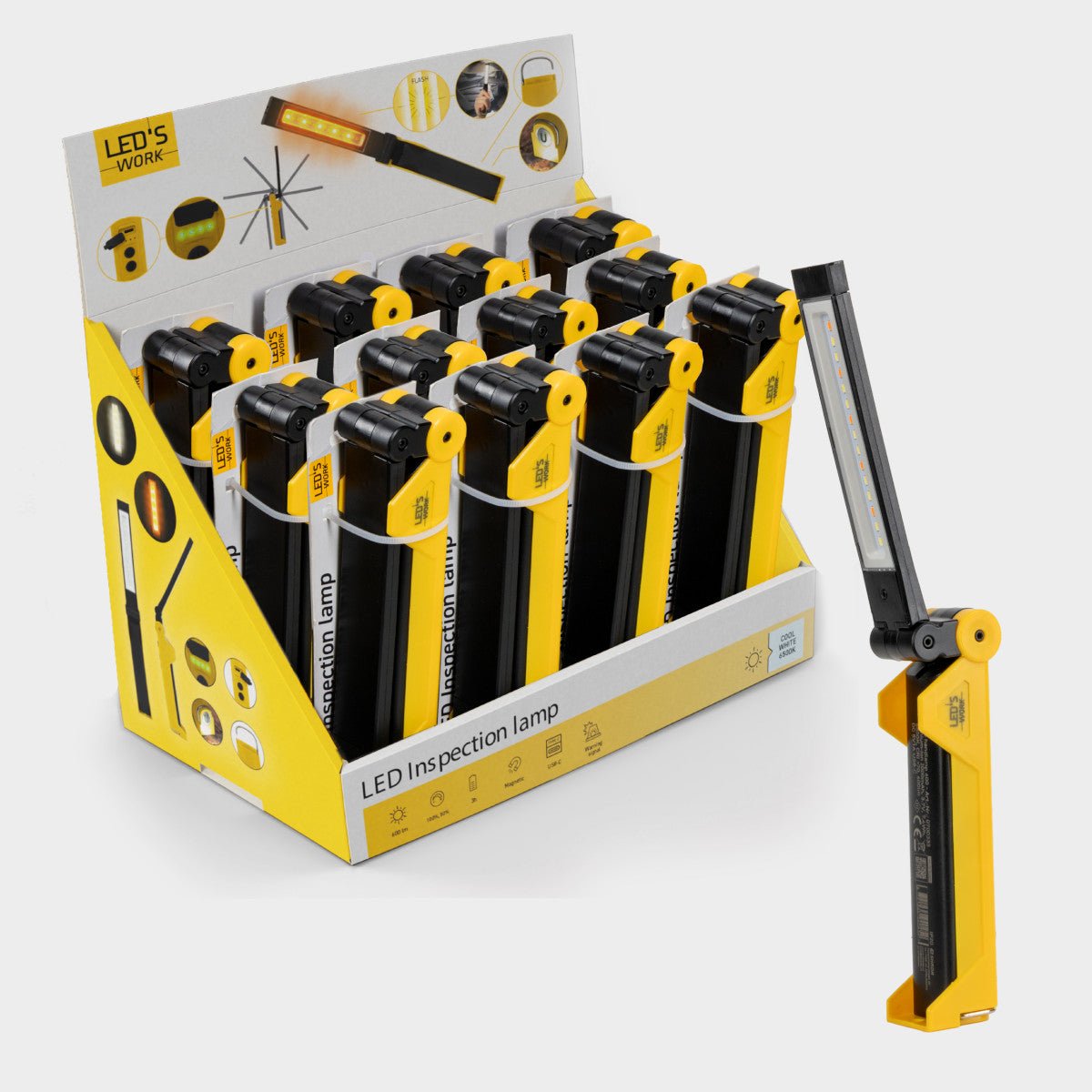 Rechargeable LED Work Lamp 600 lumens - 5W - Daylight White 6500K - Dimmable 2 settings - USB-C