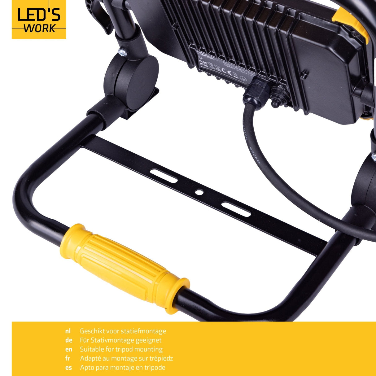 LED Construction Lamp Foldable - 6500 Lumen - 50W - Cool White 4000K - IP65 IK08 - Replaces 500W Halogen - 5m Cable