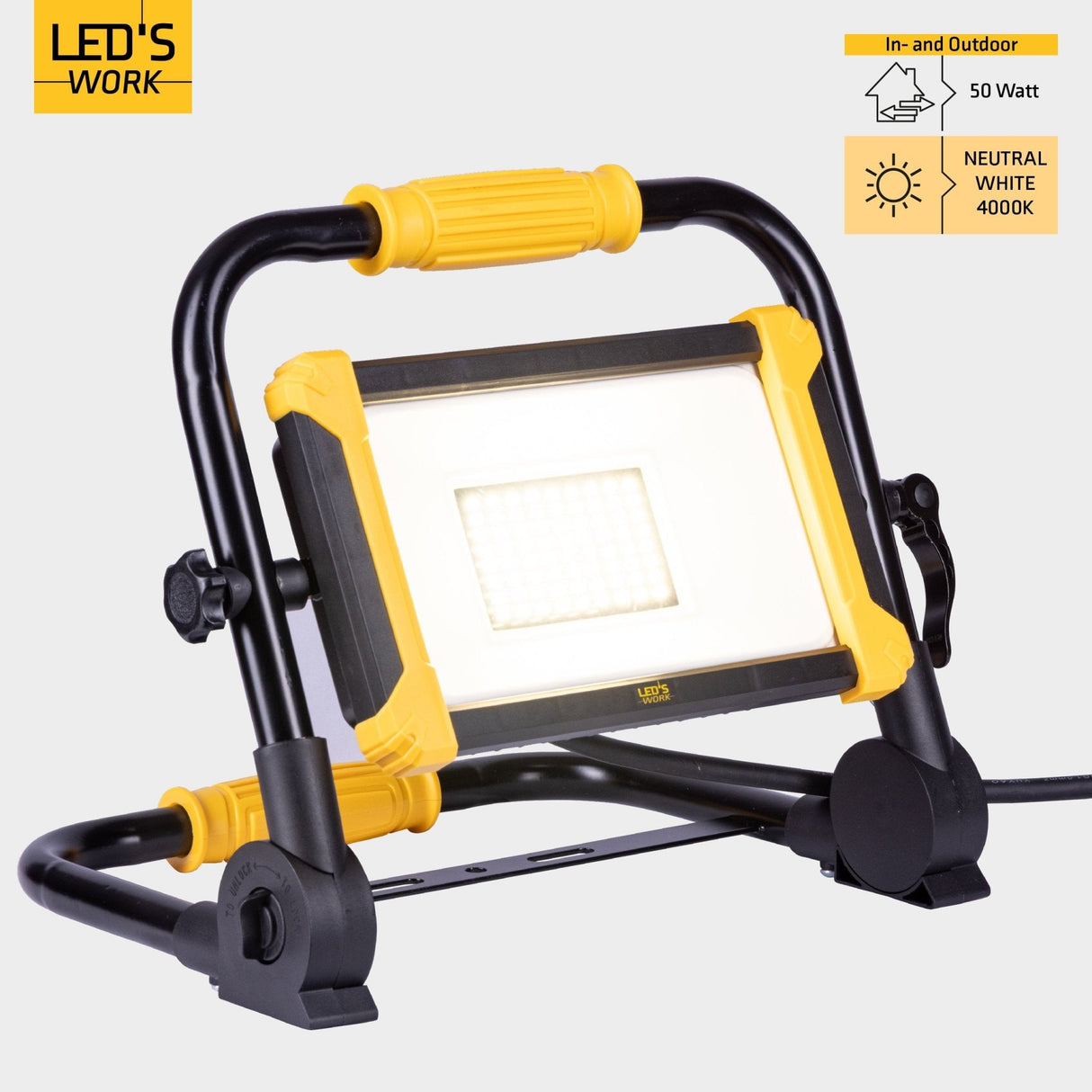 LED's Work Opvouwbare Bouwlamp 6400 - 50W LED vervangt 500W halogeen - 5 meter kabel
