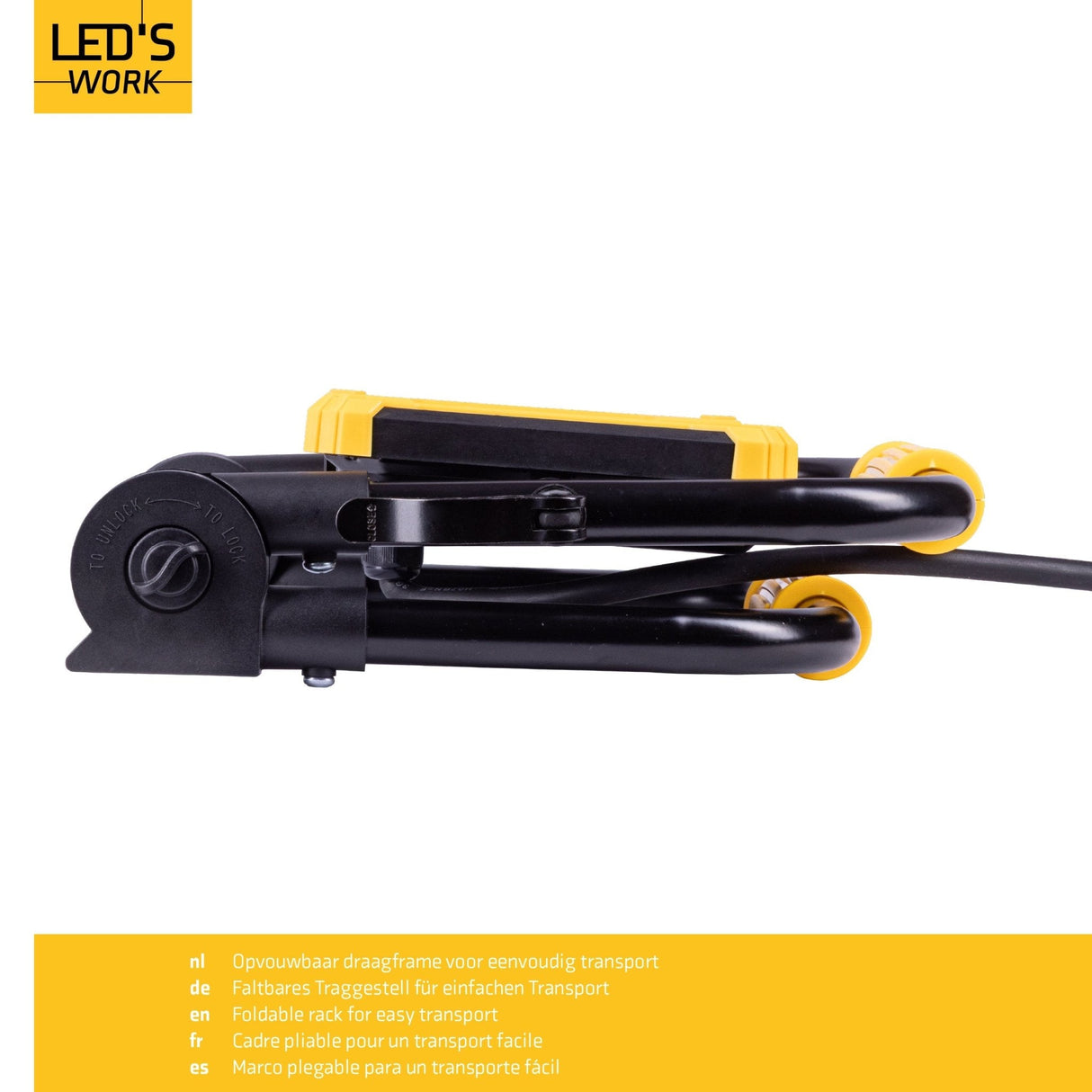 LED Construction Lamp Foldable - 6500 Lumen - 50W - Cool White 4000K - IP65 IK08 - Replaces 500W Halogen - 5m Cable