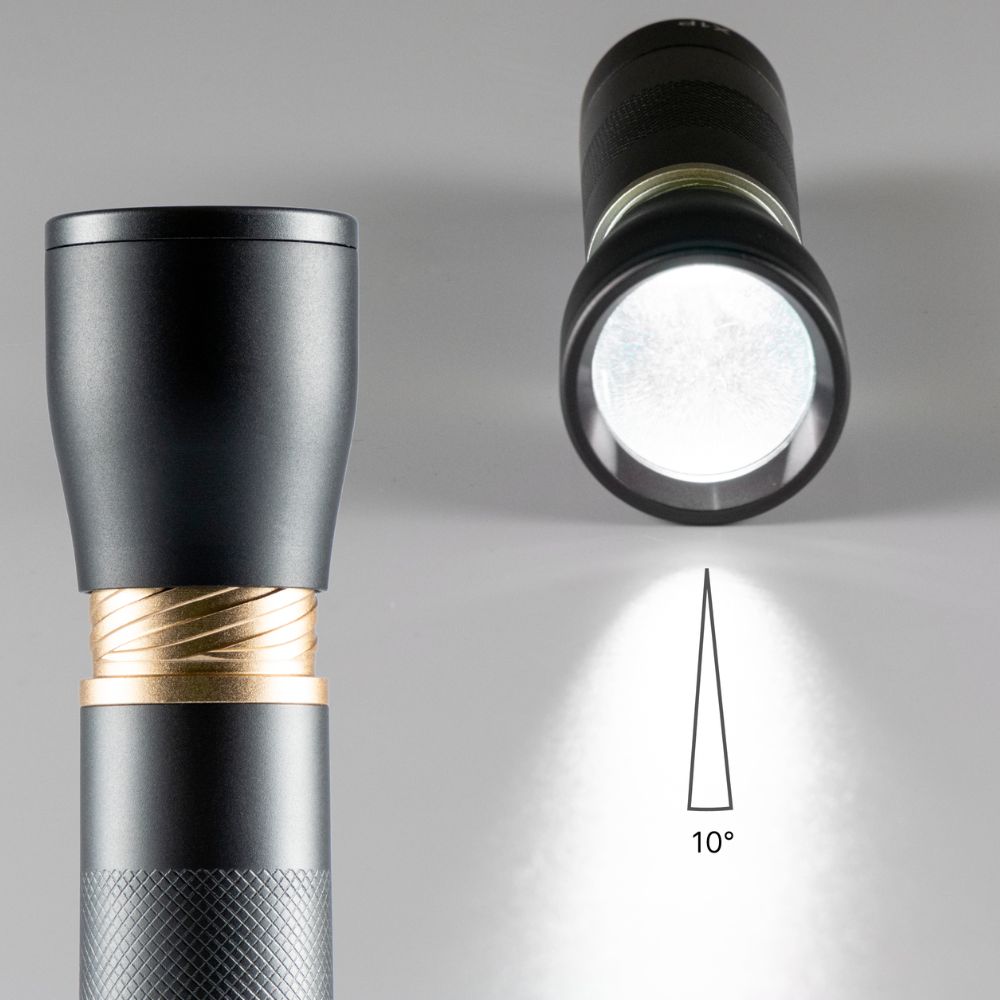 LED-Arbeitstaschenlampe mit Batterien (3x AAA) – 450 Lumen – IPX4 spritzwassergeschützt – Dimmbar in 3 Stufen