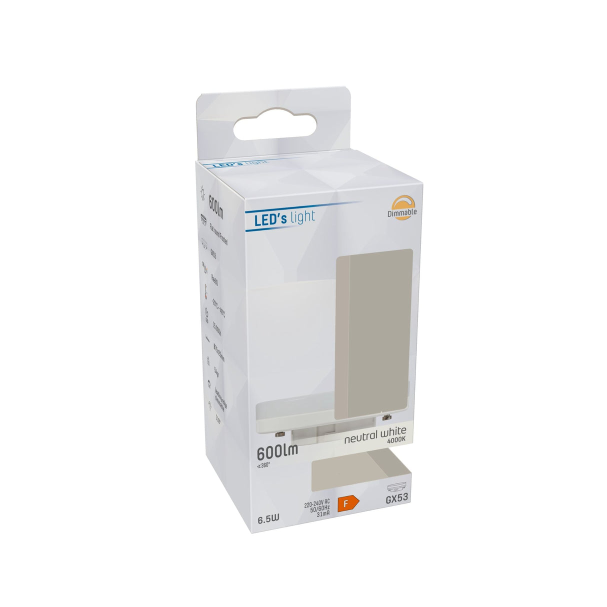 LED-Lampe mit GX53-Fassung – Dimmbares kaltweißes Licht – 6 W/48 W