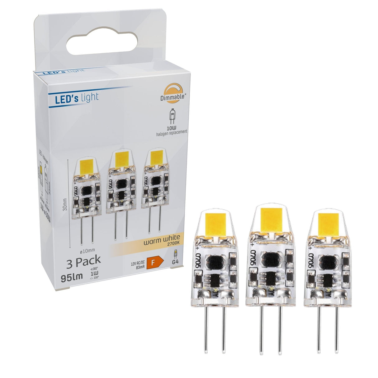 LED-G4-Kapselleuchte 12 V – 95 Lumen – Warmweiß 2700 K