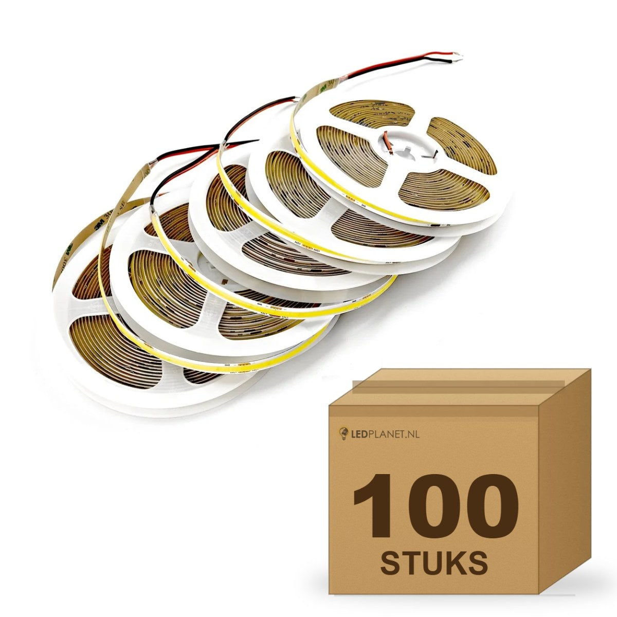 Doos met 100 rollen COB LED strip 24V rood