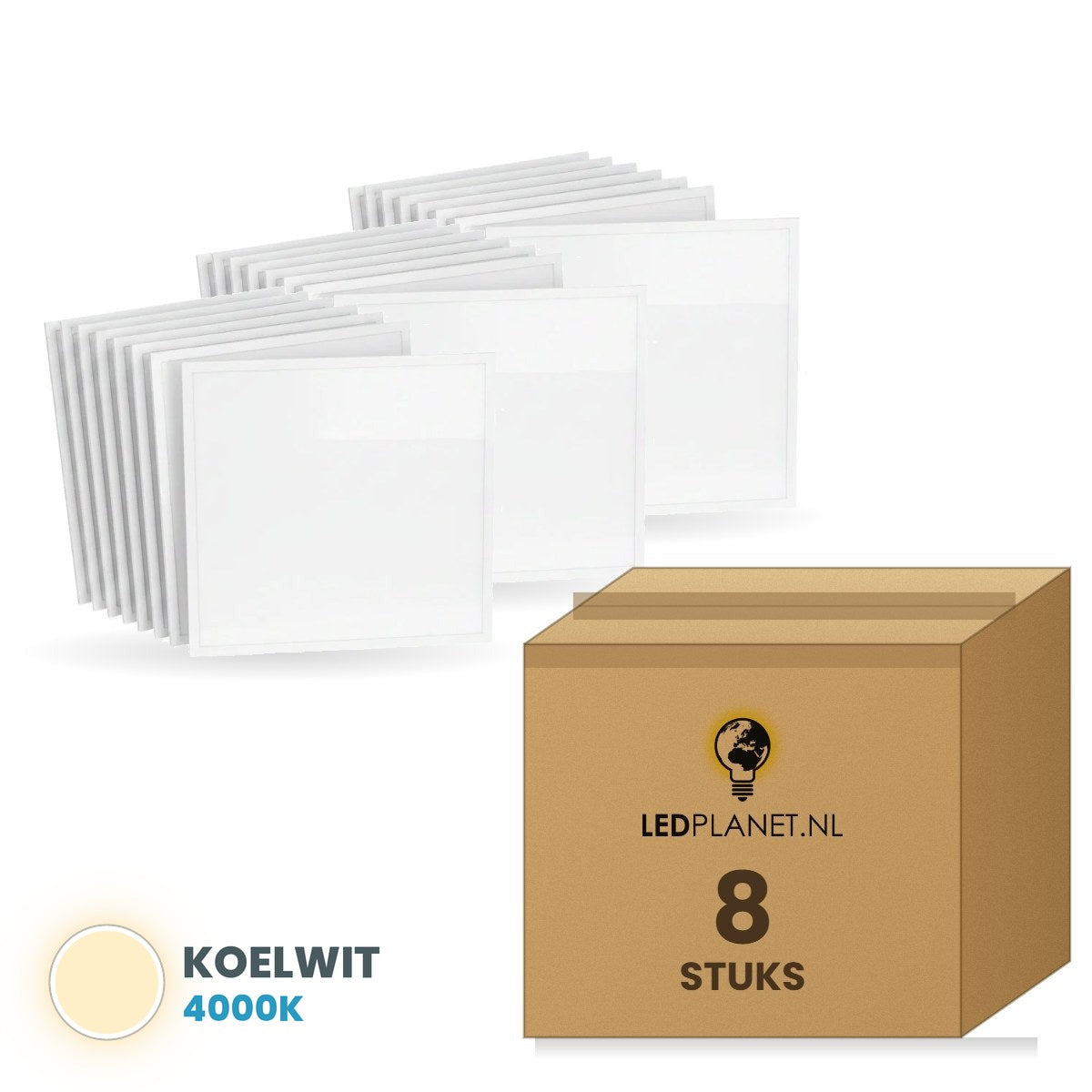 Scatola con 8 pannelli LED 60x60, colore della luce bianco neutro 4000K