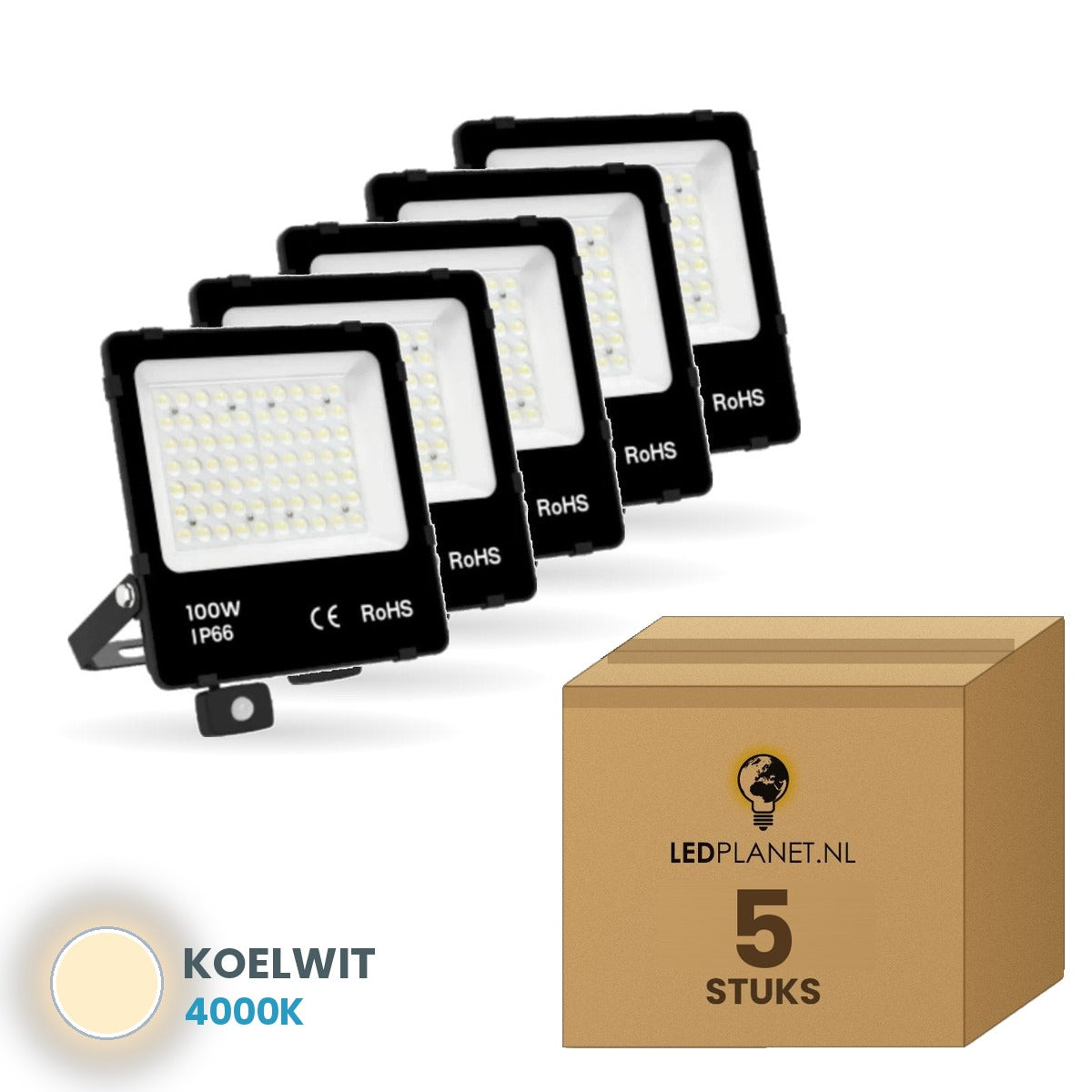 schijnwerper sensor 100w set5 5 stuks 4000k