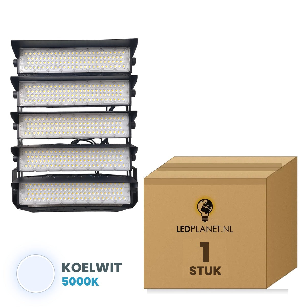 LED stadionlamp 1250W koelwit 5000K, 1 stuk met doos