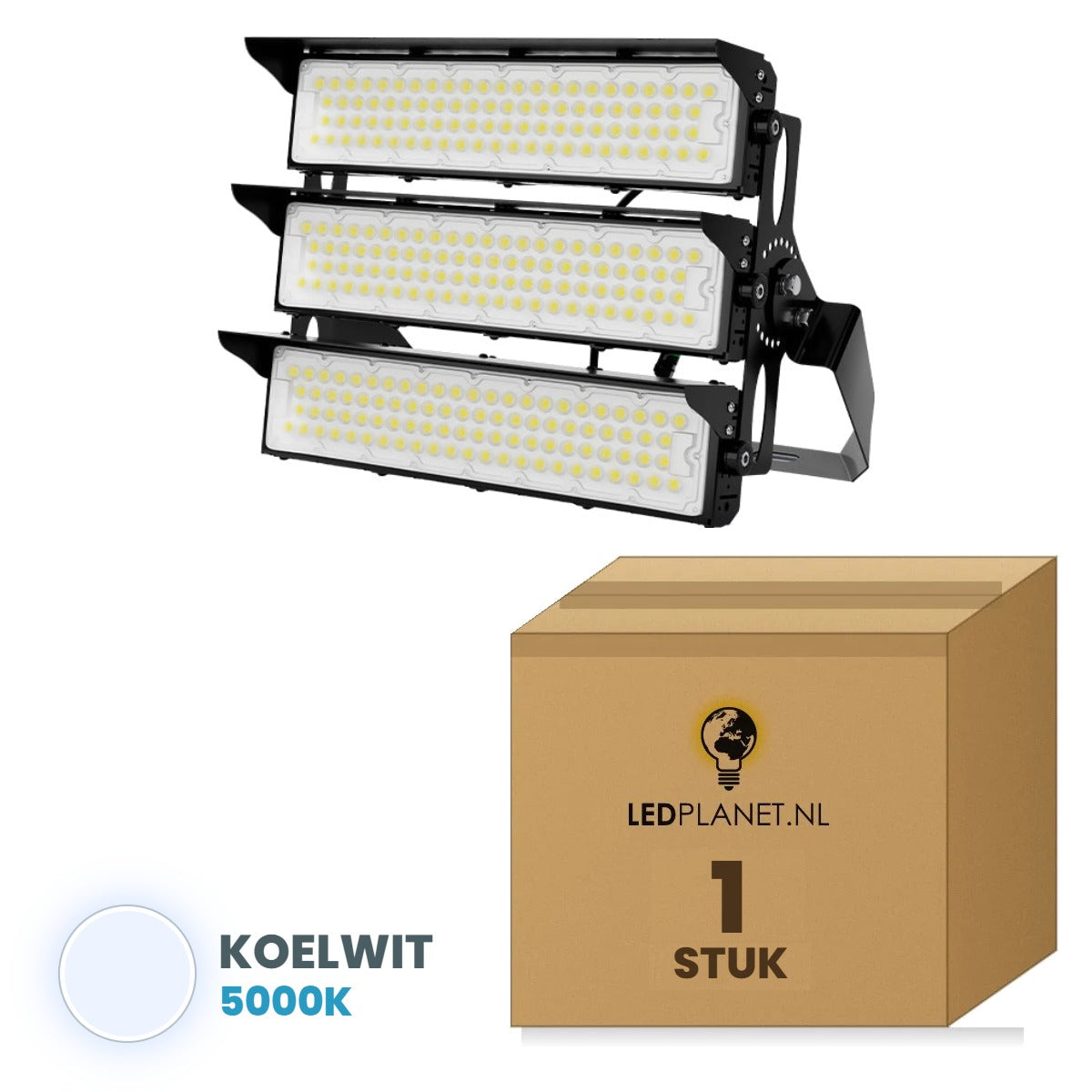 LED stadionlamp 750W koelwit 5000K, 1 stuk met doos