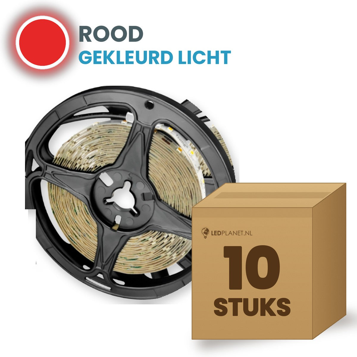 Karton mit 10 Rollen LED-Streifen, rot