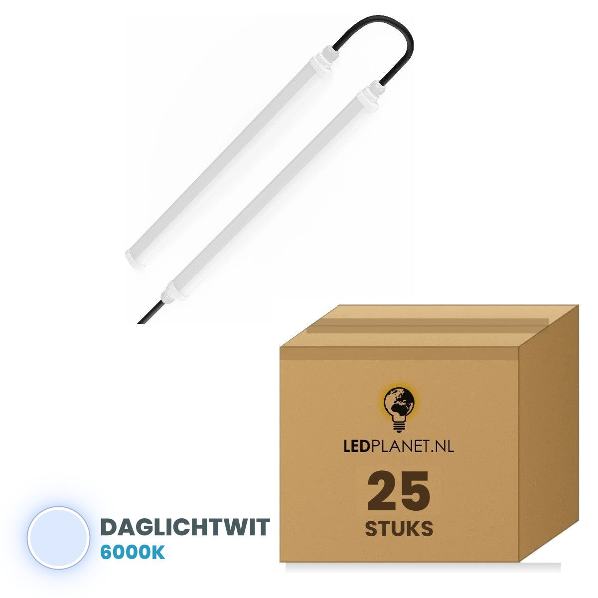 Box of 25 pieces, light colour daylight white 6000K