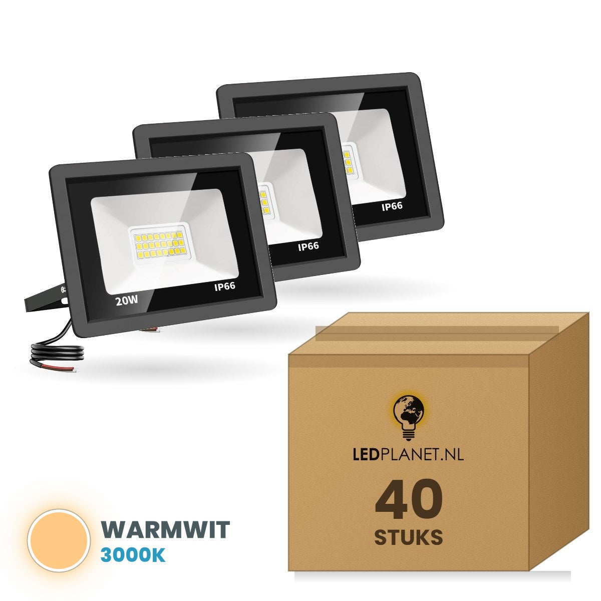 Karton mit 40 Stück, Lichtfarbe warmweiß 3000K
