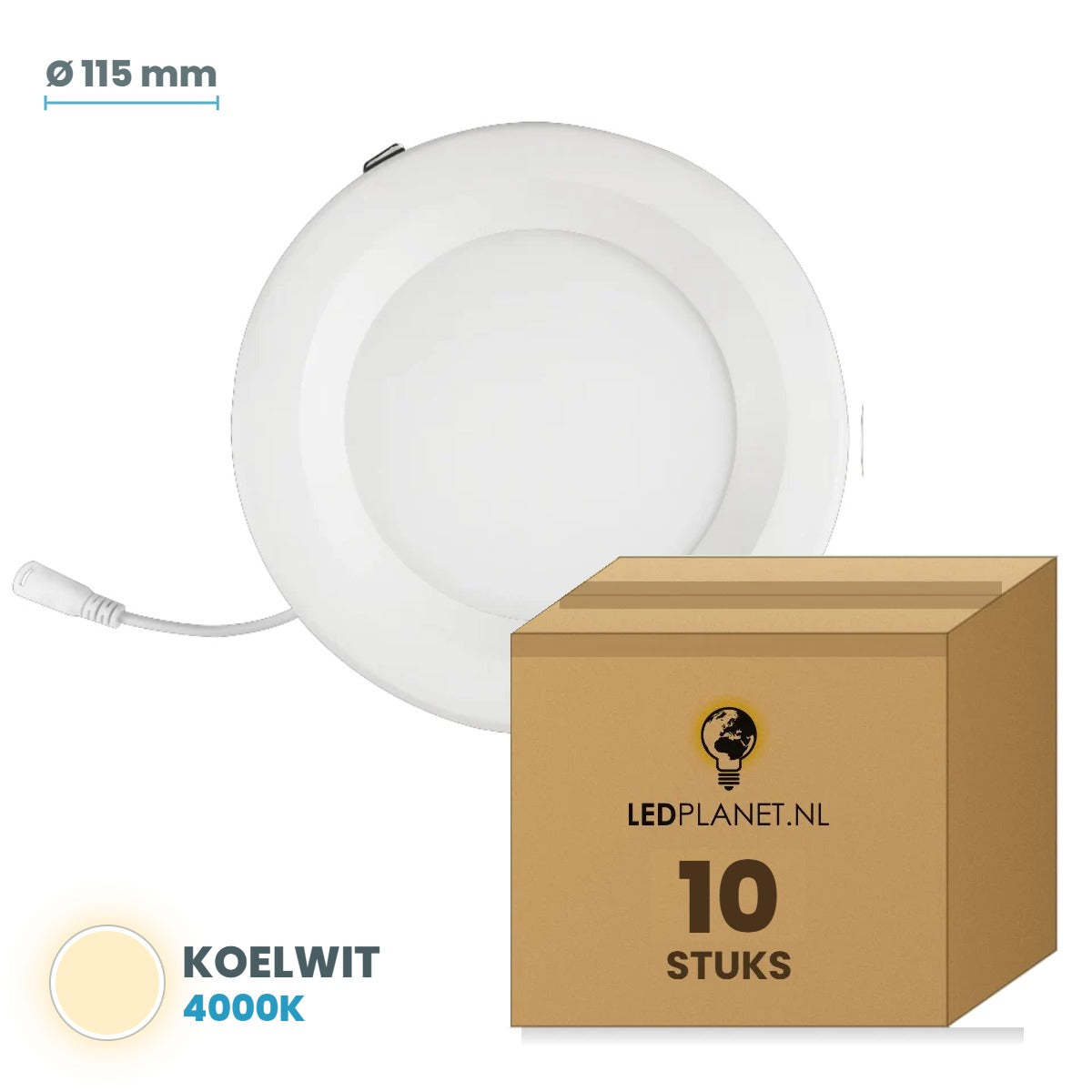 Set van 10 stuks LED Downlight 9W - Koelwit 4000K - in LEDPLANET doos