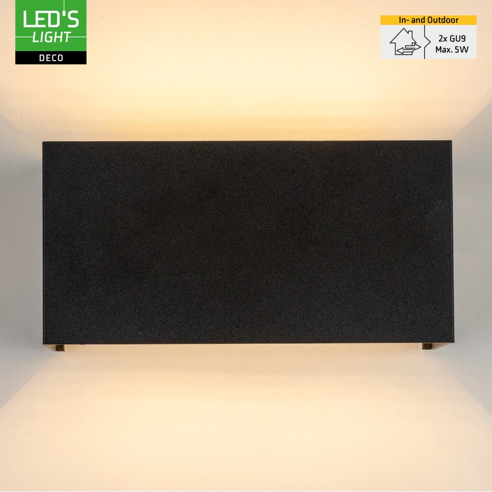 Lumo Recta Schwarz - Wandleuchte ohne Lichtquelle - Excl 2xG9 - IP65