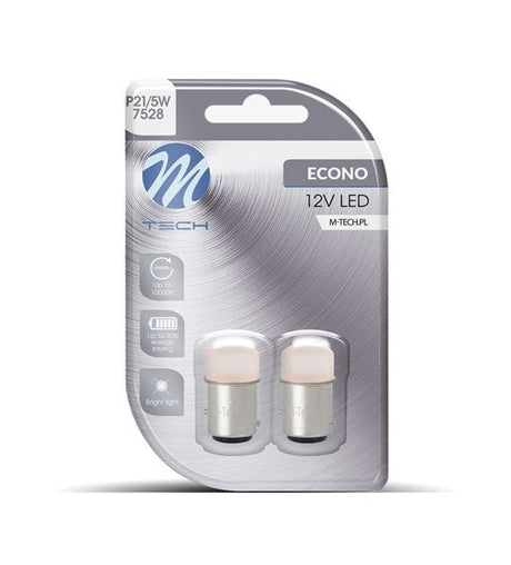 M-TECH 1157 P21/5W LED lamp auto verpakking met twee heldere lampen voor voertuigverlichting