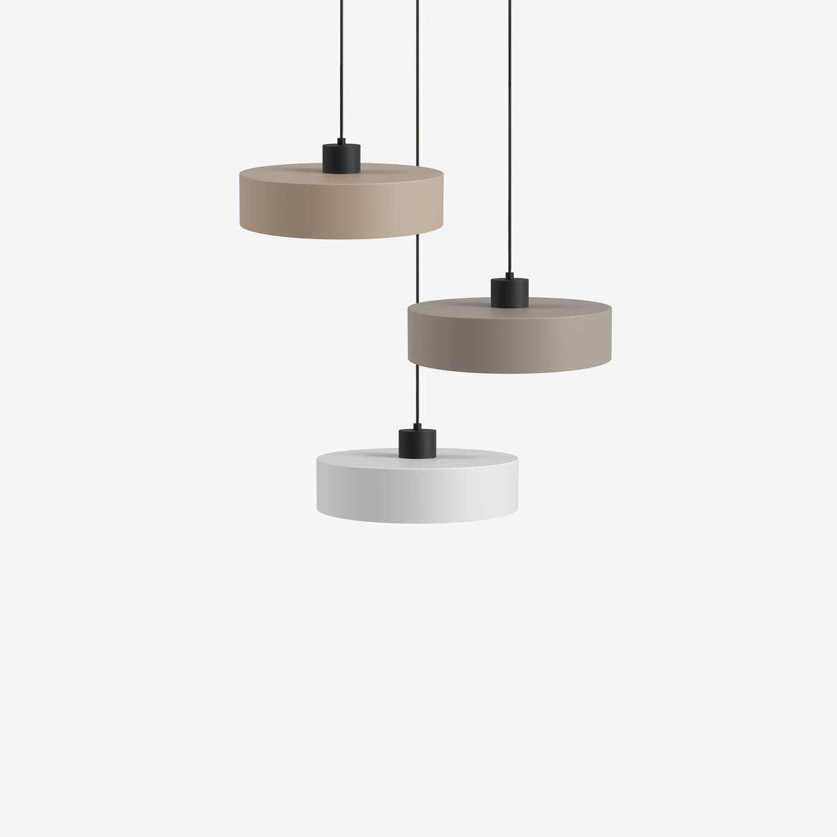 Moderne hanglamp LED met drie stijlen in bruin en wit, perfect voor eigentijdse interieurs.