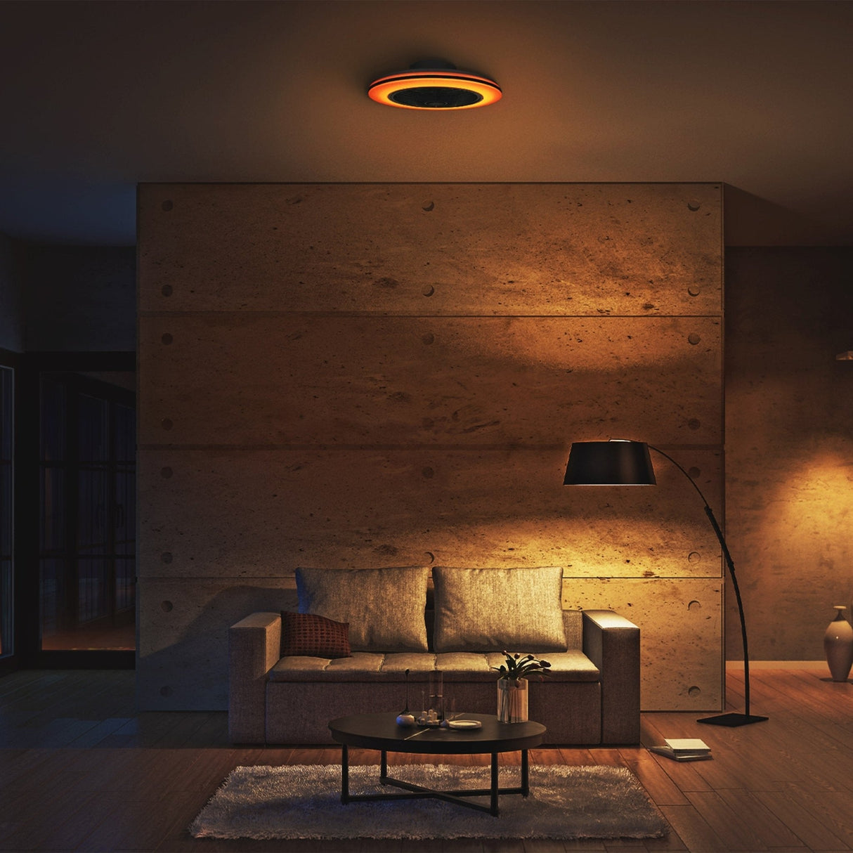 Moderner 3D-Deckenventilator mit Beleuchtung 50cm - Dimmen und Lichtfarbeinstellung per Fernbedienung - Mit Sommer- und Wintermodus und Timerfunktion