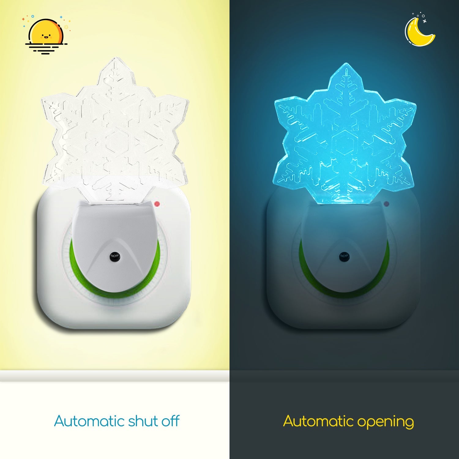 Nachtlampje RGB sneeuwvlok | dagnachtsensor | 7 kleuren licht 0.5W - LEDPLANET.NL