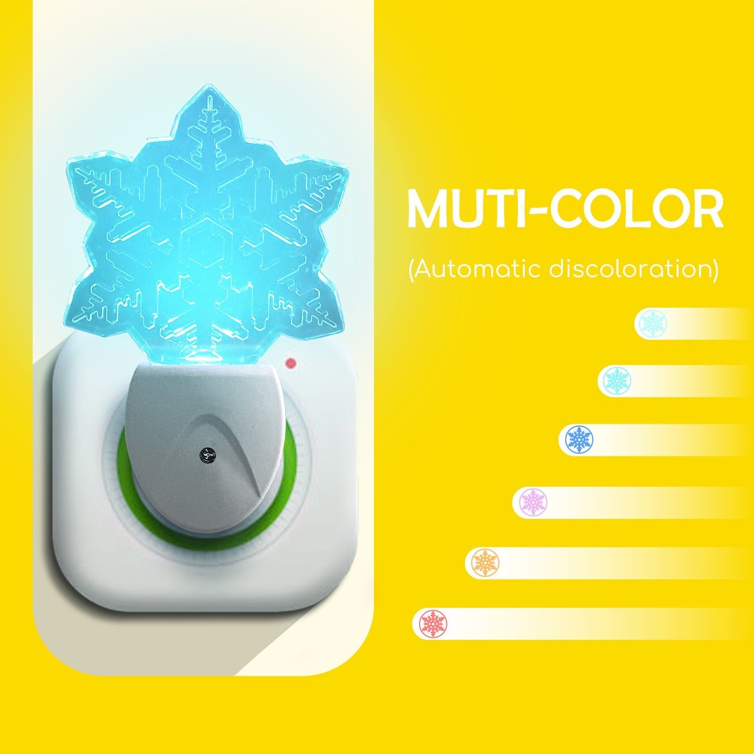 Nachtlampje RGB sneeuwvlok | dagnachtsensor | 7 kleuren licht 0.5W - LEDPLANET.NL