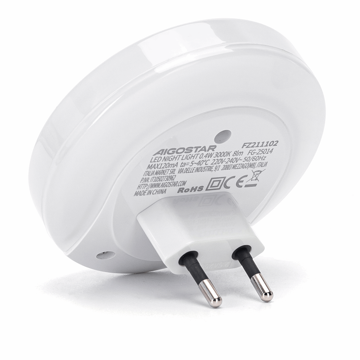 Nachtlampje rond warmwit + 2x USB poort | dagnachtsensor | 3000K - 0.4 Watt - 8 Lumen - 230V - LEDPLANET.NL