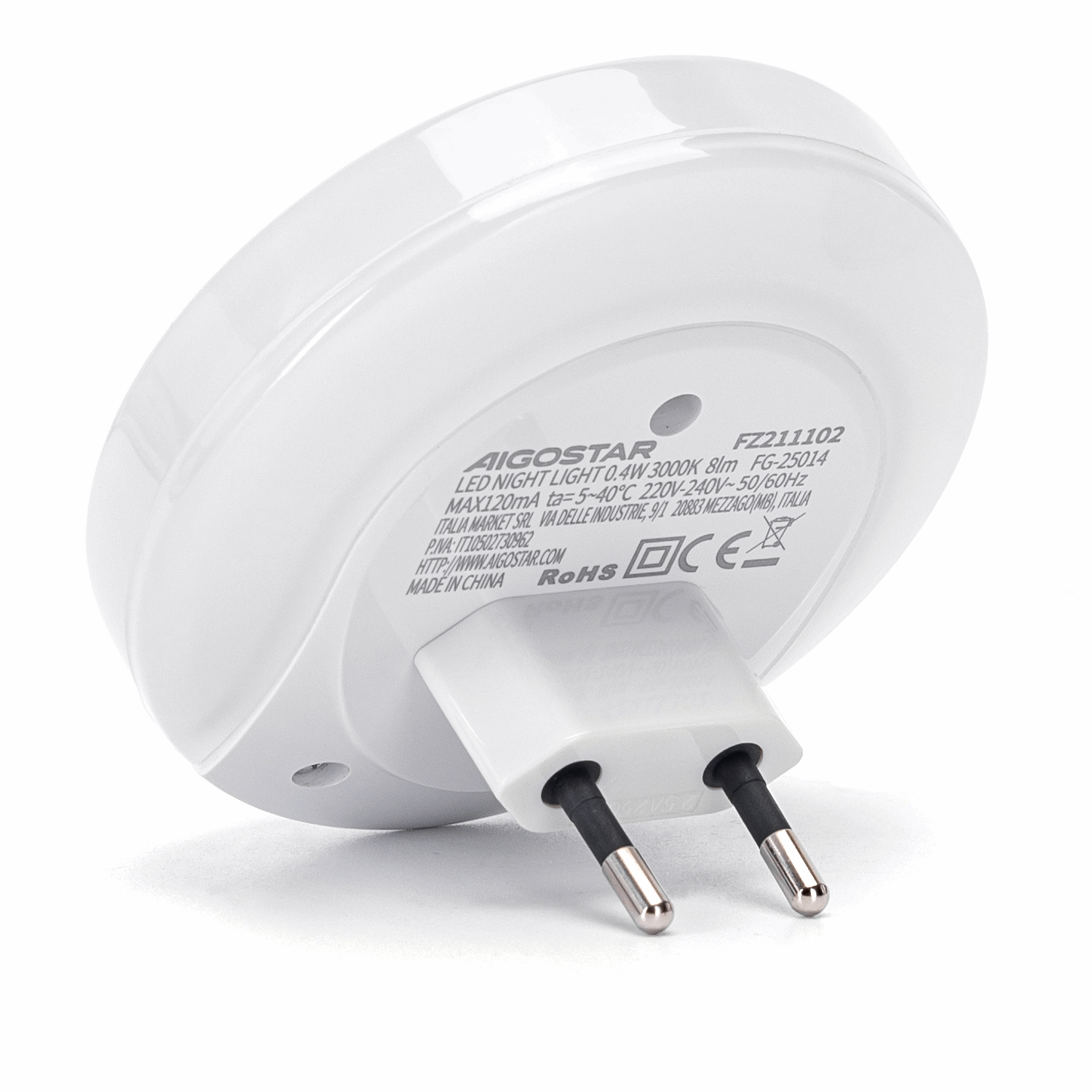 Nachtlampje rond warmwit + 2x USB poort | dagnachtsensor | 3000K - 0.4 Watt - 8 Lumen - 230V - LEDPLANET.NL