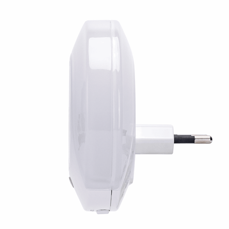 Nachtlampje rond warmwit + 2x USB poort | dagnachtsensor | 3000K - 0.4 Watt - 8 Lumen - 230V - LEDPLANET.NL
