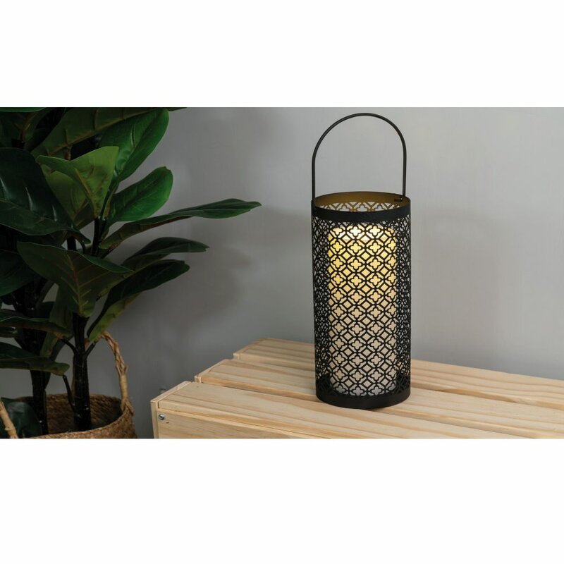 Orientalische LED Tischlampe Laterne für den Innen- und Außenbereich - Kabellos mit Batterien - Schwarz