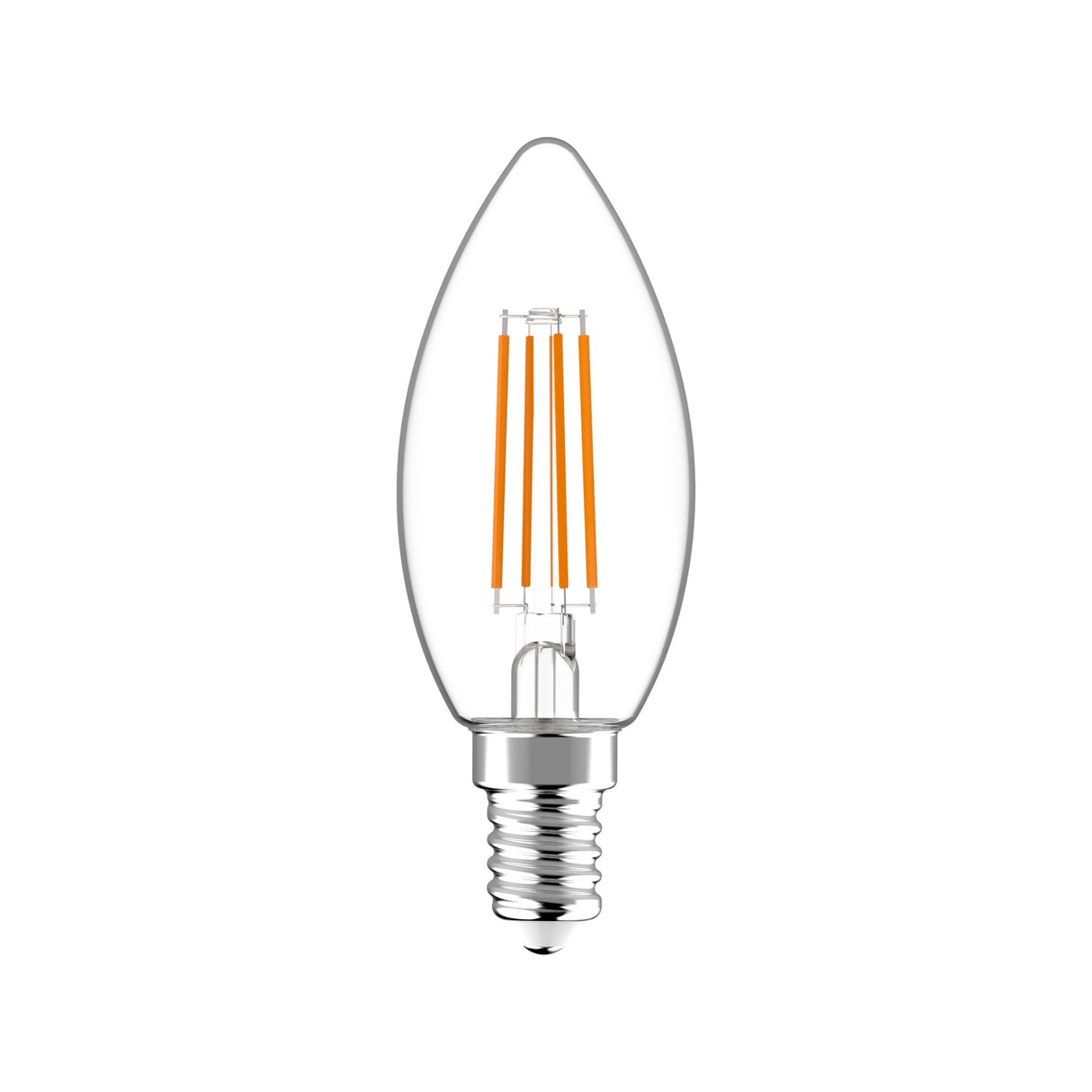 LED-Kerzenlampe E14, dimmbar, warmweiß (2700 K), 4,5 W, 470 Lumen, Glühfaden, Klarglas