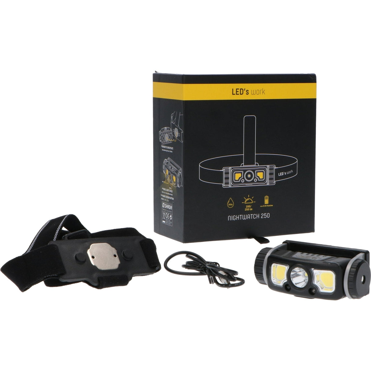 Professional LED Headlamp with rechargeable battery and zoom function - Rechargeable - IP44 - Dimmable - 250 lm