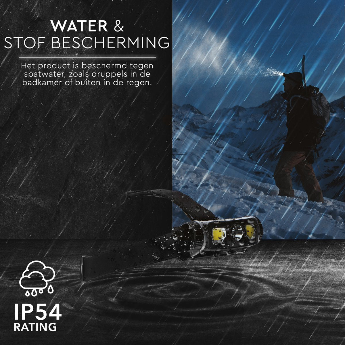 Professional LED Headlamp with rechargeable battery and zoom function - Rechargeable - IP44 - Dimmable - 250 lm