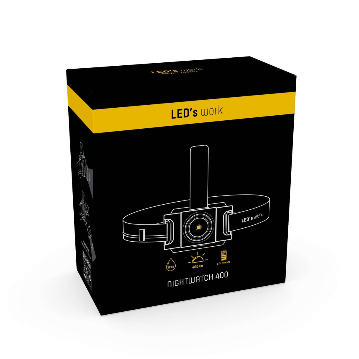 LED-Stirnlampe, kaltweiß (5000 K), dimmbar, 400 Lumen, wasserdicht (IP44), Zoomfunktion