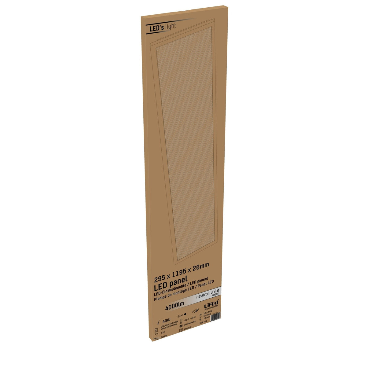 LED-Panel 30 x 120 cm – Rechteckig – Kaltweiß (4000 K) – 4000 Lumen – 40 W