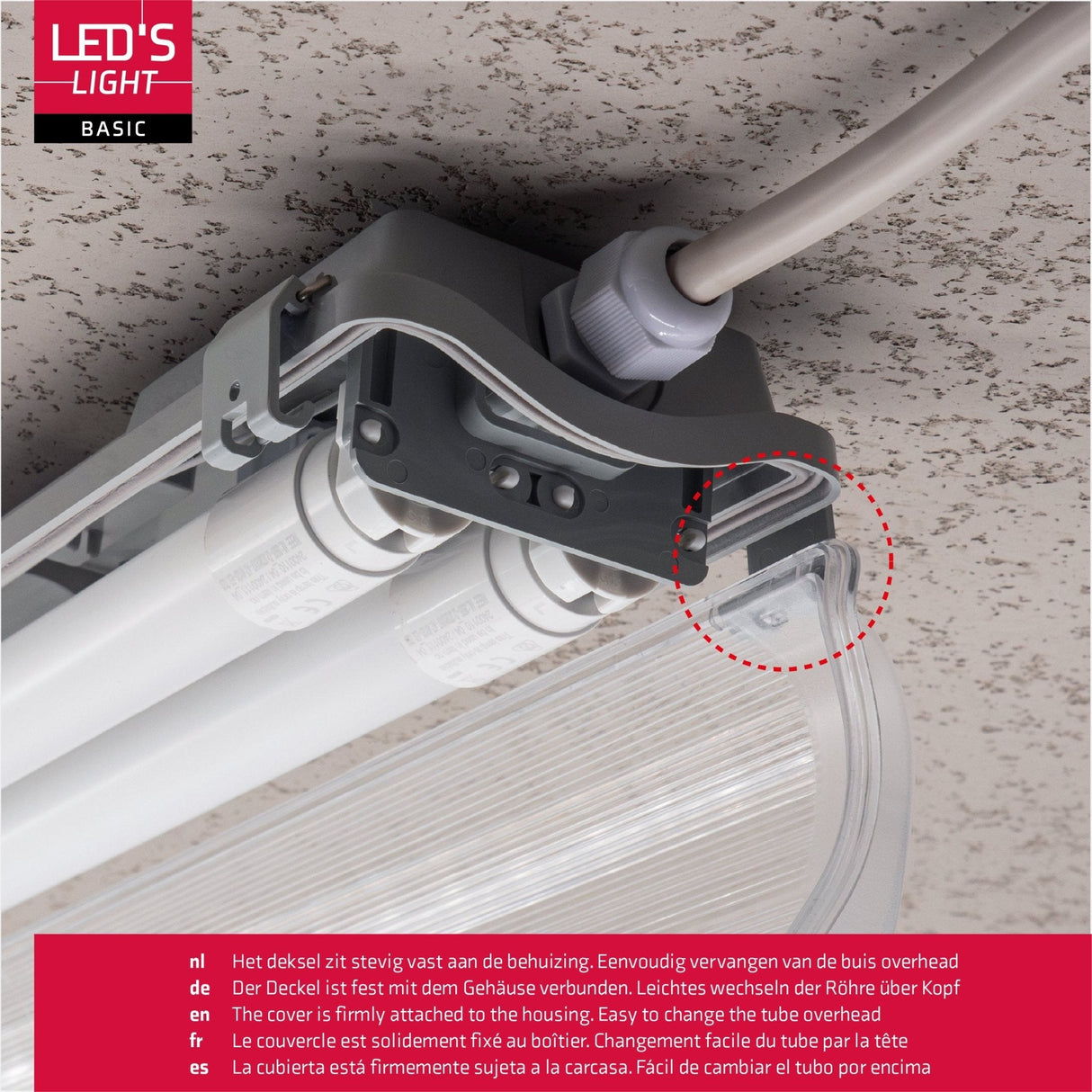 Proventa LED TL 4 dubbel armaturen met 8 buizen 150 cm - Koud wit licht 6500 K - Waterdicht - 4 stuks