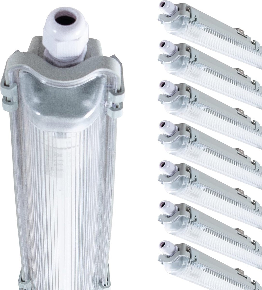 Proventa LED TL 8 Leuchten mit Lampen 150 cm - Kaltweißes Licht 6500 K - Wasserfest - Vorteilspackung - 8 Stück