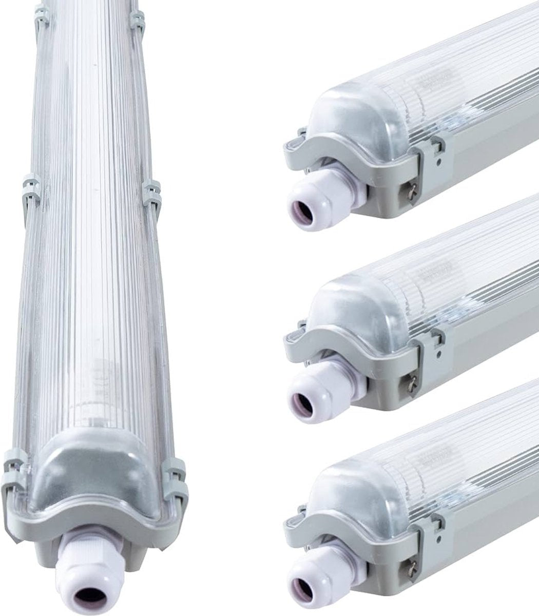 Proventa LED TL-Leuchten mit Lampen 120 cm - Kaltweißes Licht 6500 K - Wasserdicht - Komplettset - 4 Stück