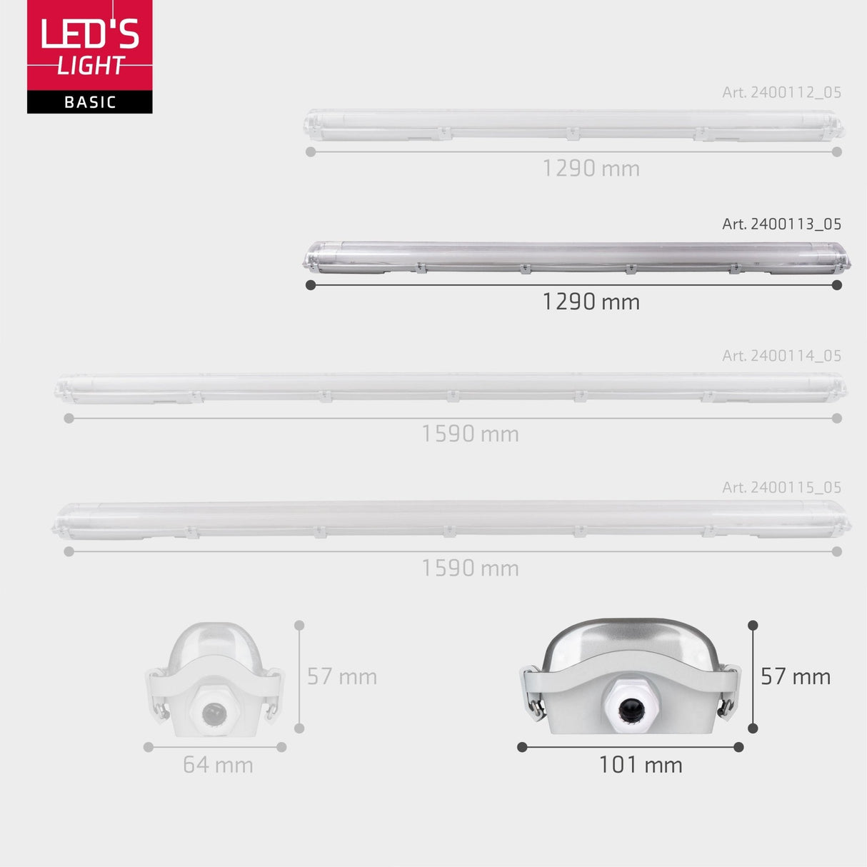 Proventa LED TL Doppelleuchte mit 16 Lampen 120 cm - Kaltweißes Licht 6500 K - Vorteilspack - 8 Stück
