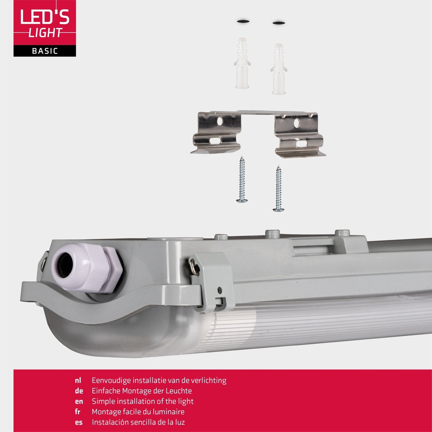 Proventa LED TL Doppelleuchte mit 2 Röhren 150 cm - Kaltweißes Licht 6500 K - Wasserdicht - Komplettset