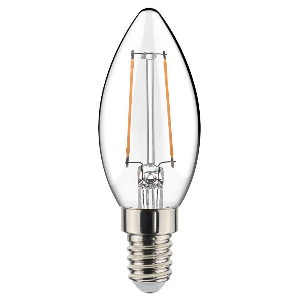 LED-Kerzenlampe E14, warmweiß (2700 K), 2,5 W, 250 Lumen, Glühfaden, Klarglas