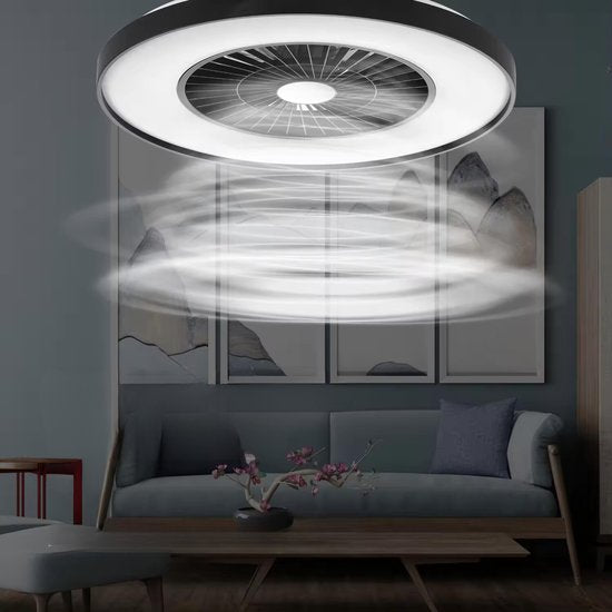 Proventa Premium Deckenventilator mit Lampe 60 cm - Sommer- und Wintermodus mit Fernbedienung - Schwarz