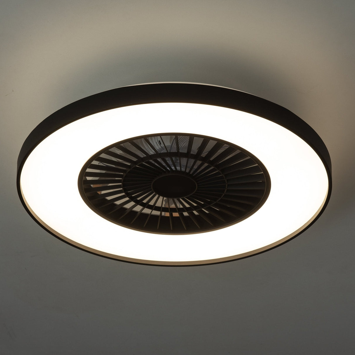 Proventa Premium Deckenventilator mit Lampe 60 cm - Sommer- und Wintermodus mit Fernbedienung - Schwarz