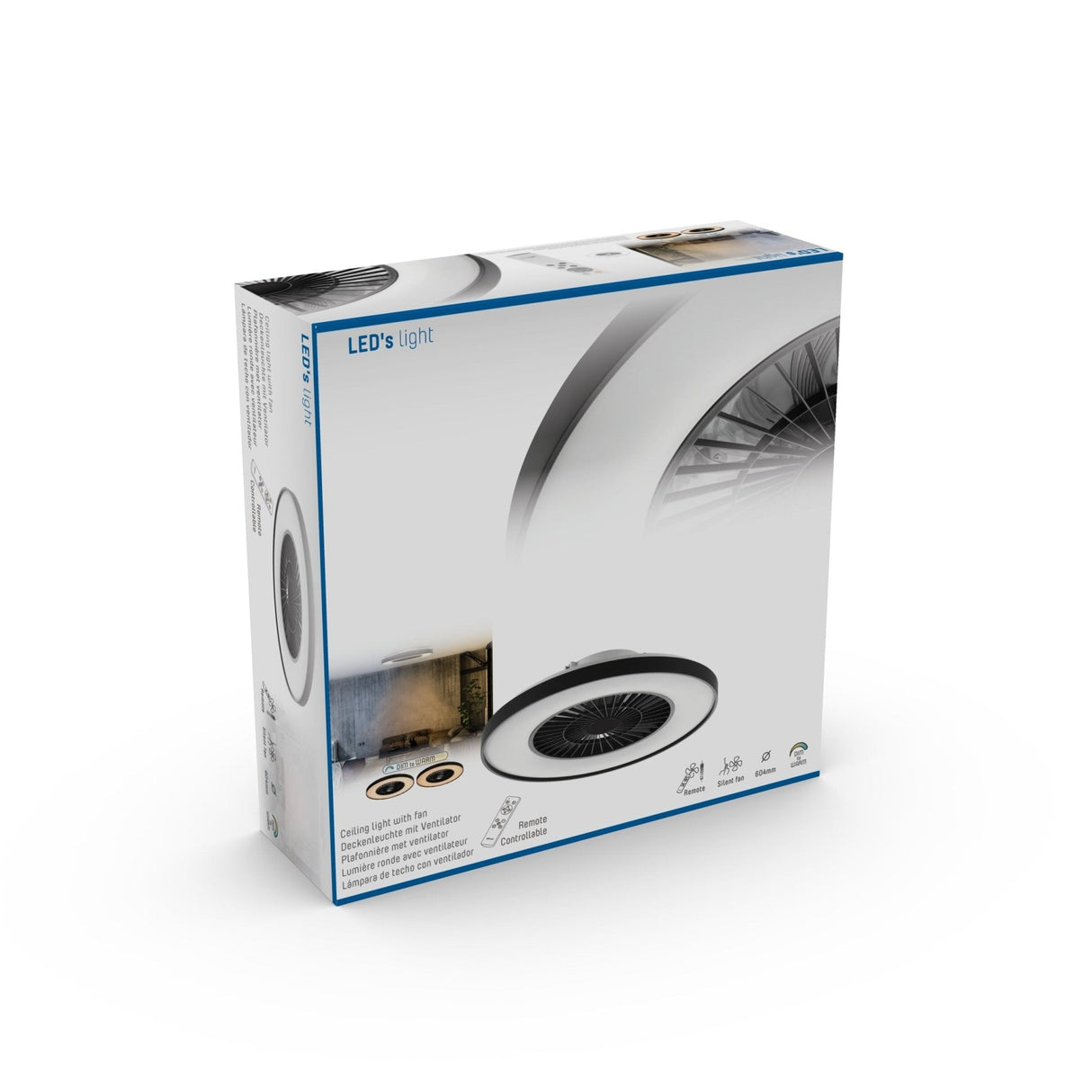 Proventa Premium Deckenventilator mit Lampe 60 cm - Sommer- und Wintermodus mit Fernbedienung - Schwarz