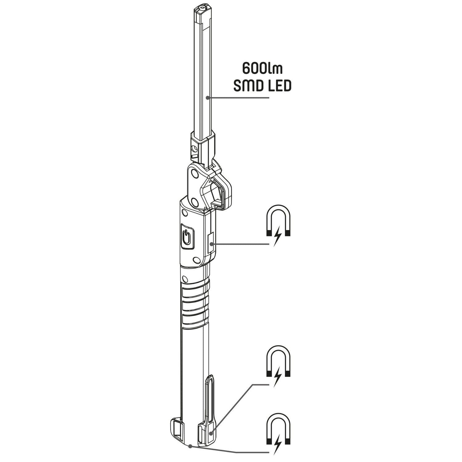 LED's Work Oplaadbare Looplamp 500 - Inspectielamp - Inklapbaar & Draadloos - Met magneet en haak